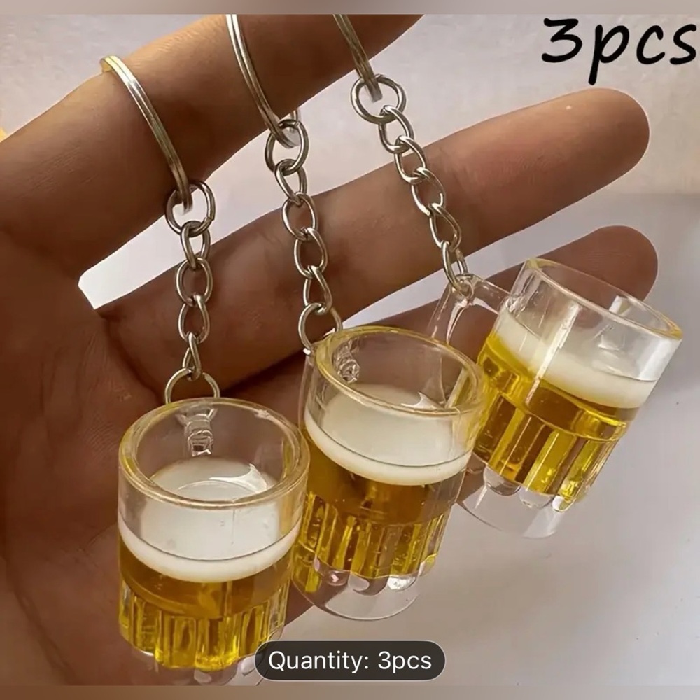 Set of 3 Mini Beer Mug Keychains